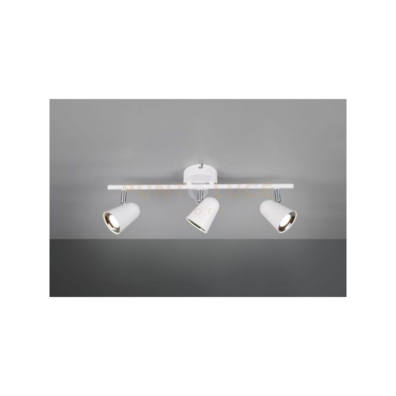 foto del prodotto toulouse barra 3 spots led 10,5w 1200lm, 3000k bianco satinato con bordo cromato l. 48cm