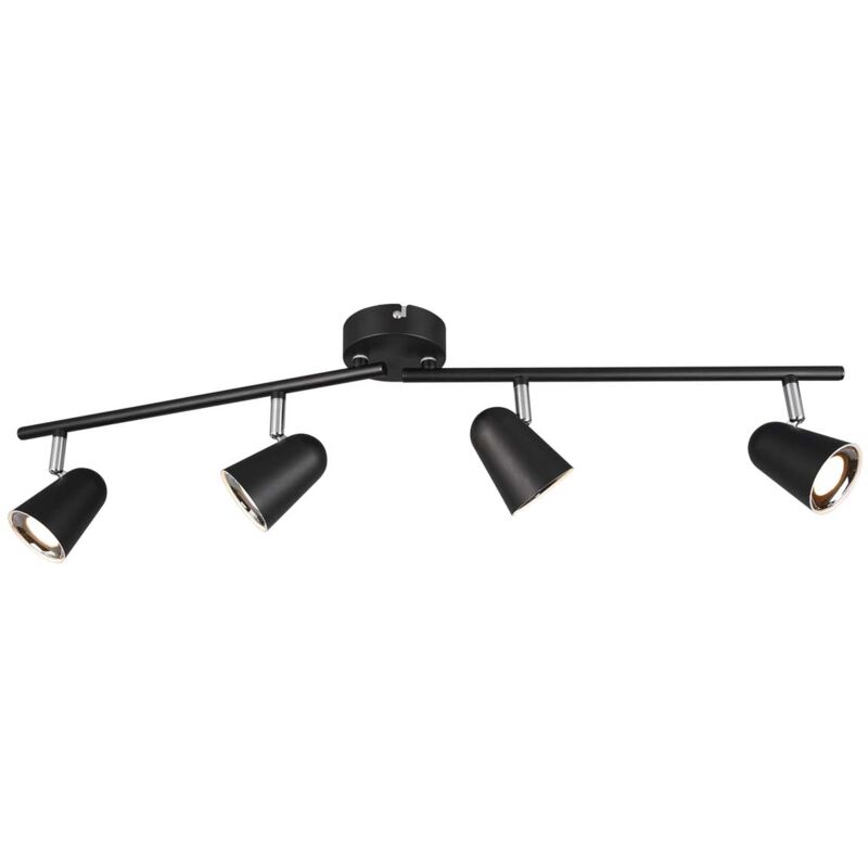 foto del prodotto toulouse barra 4 spots led nero satinato con bordo cromato l. 78cm