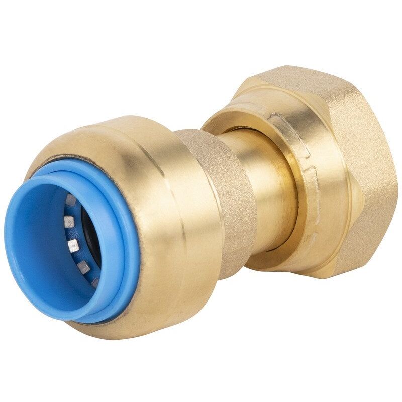 foto del prodotto tout push connettore dritto femmina dado libero 15 x 21 mm diam. 14 mm ottone quick plomberie