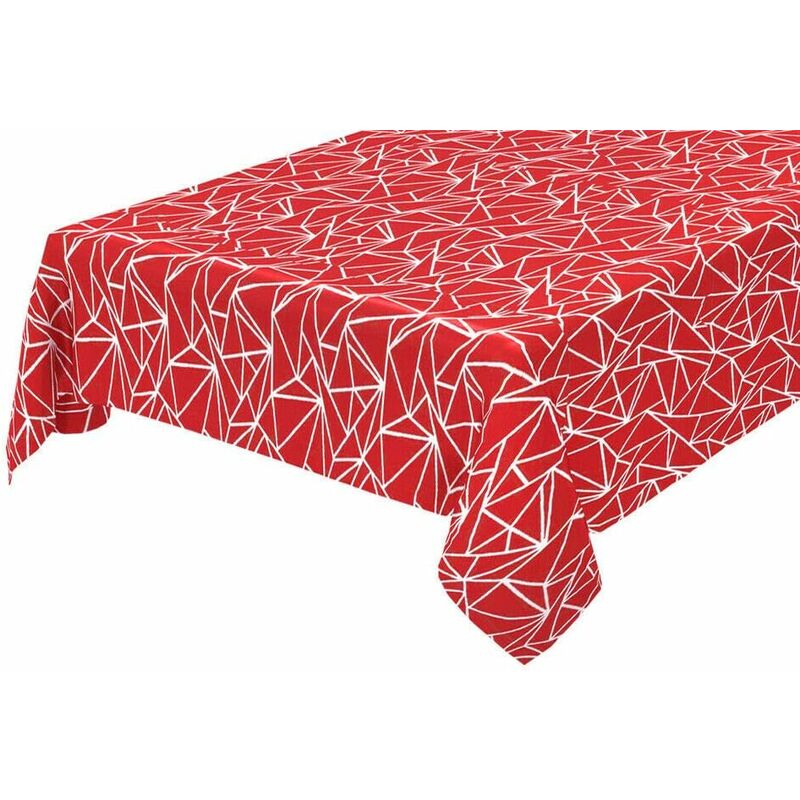 foto del prodotto tovaglia antimacchia cucina astratta bordata cotone plastificato proteggi tavolo copritavolo rosso 135x135 cm