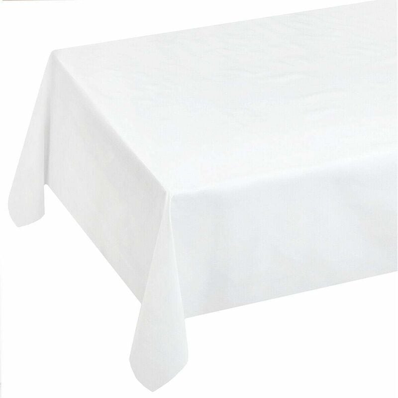 foto del prodotto tovaglia antimacchia cucina moderna tela cerata felpata proteggi copri tavolo bianca neutra 140x180 cm