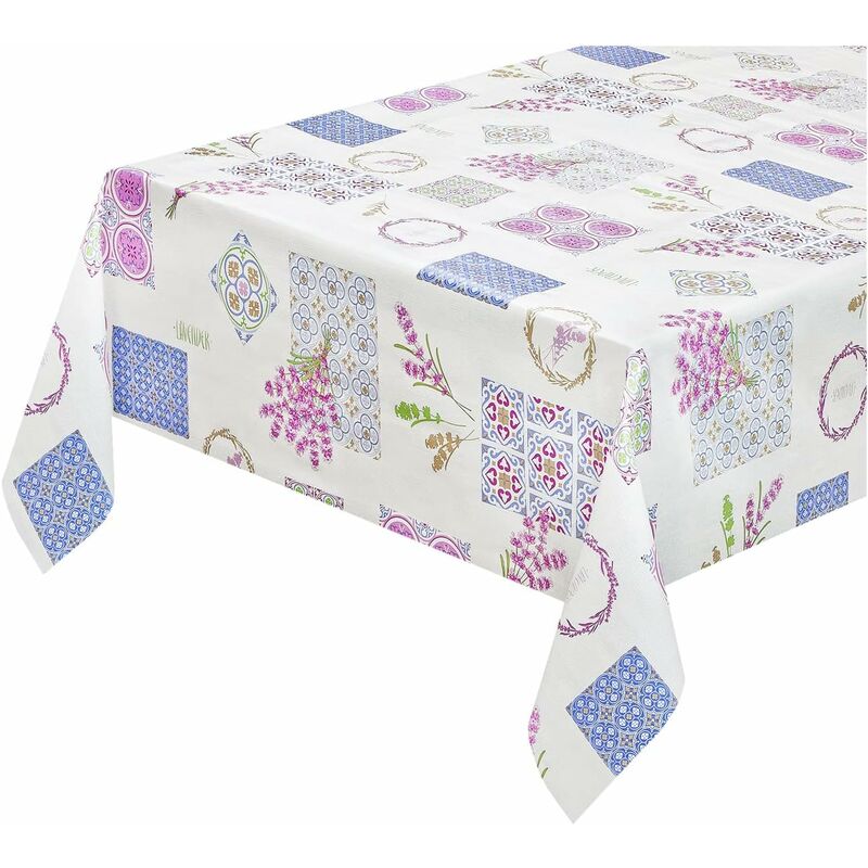 foto del prodotto tovaglia antimacchia cucina moderna tela cerata felpata proteggi copri tavolo lavanda shabby chic 140x200 cm