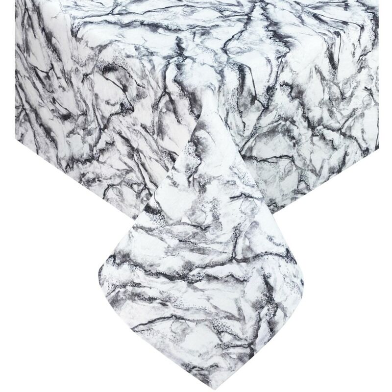 foto del prodotto tovaglia antimacchia resinata torino effetto marmo marmorizzato bianco cm. 140x140 x4 persone