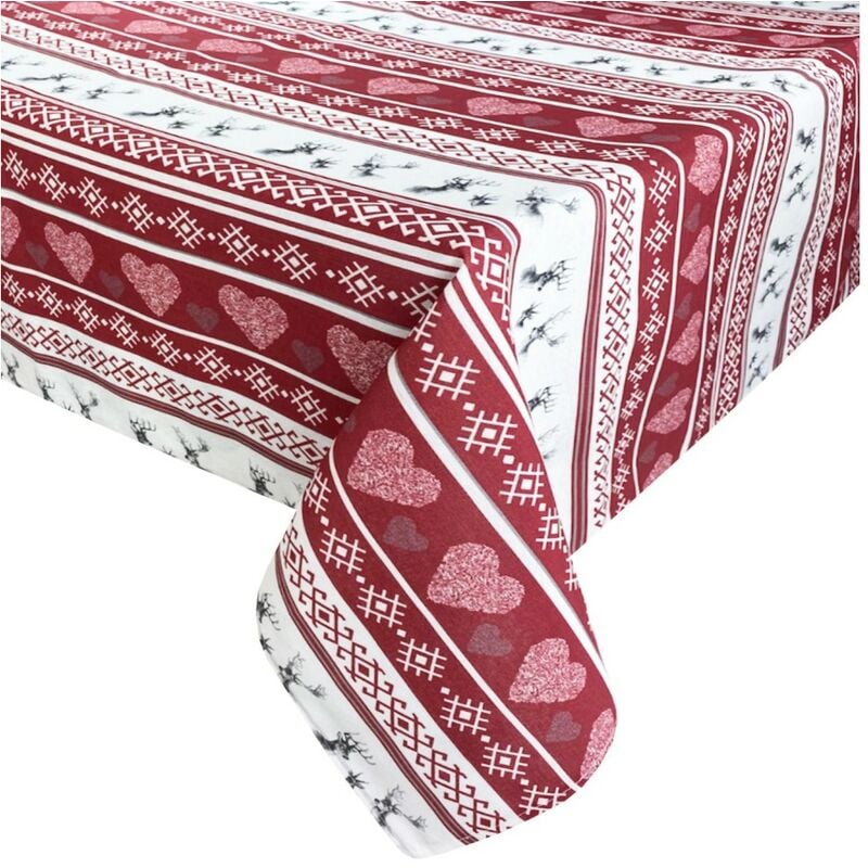 foto del prodotto tovaglia antimacchia resinata torino tirolese cervino rosso cm. 140x240 x12 persone