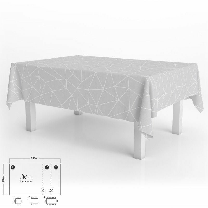 foto del prodotto tovaglia antimacchia tela cerata rettangolare 140 x 250 cm. grigio geometrico