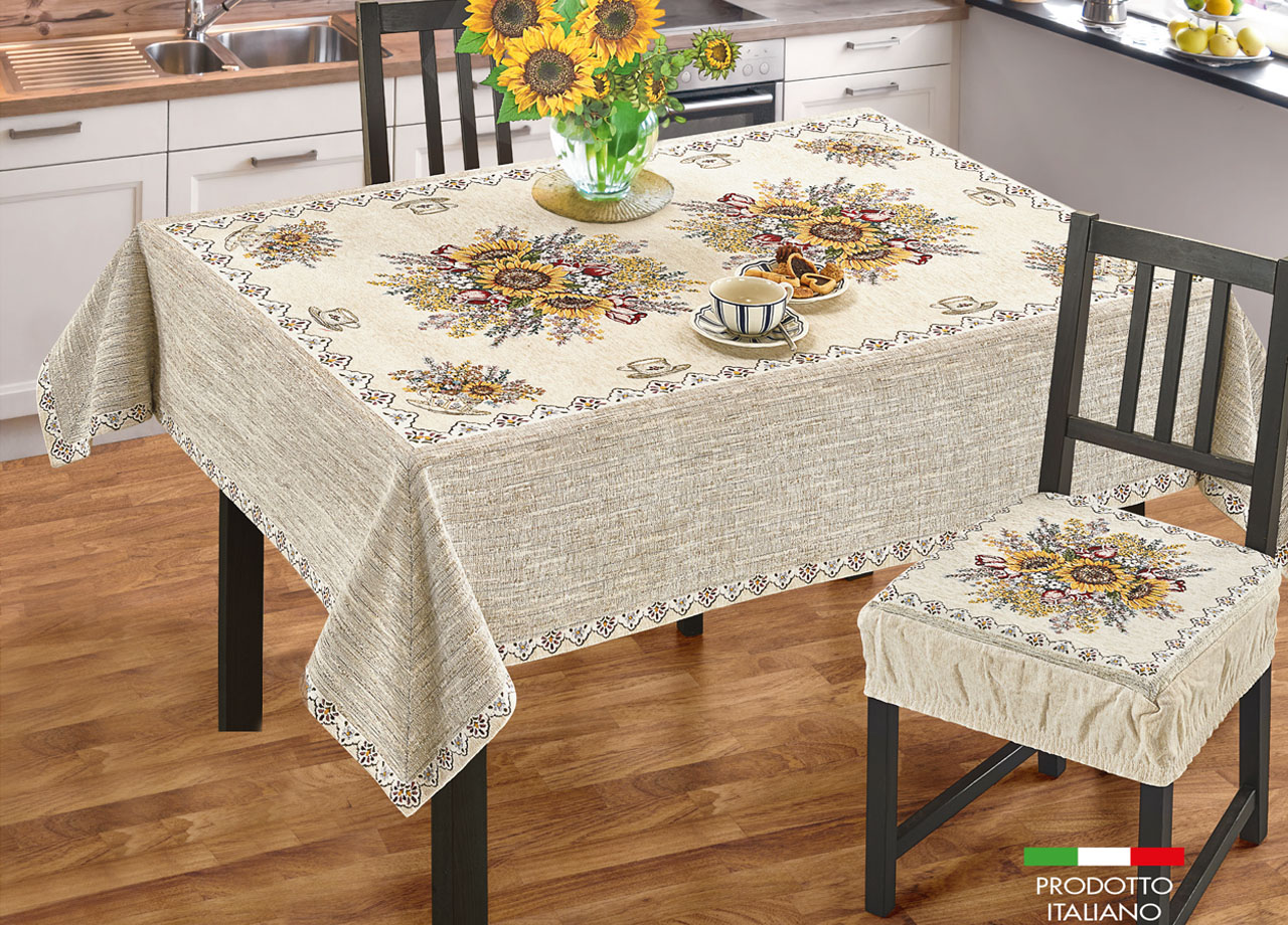 foto del prodotto tovaglia copritavolo centrino runner tavola fantasia floreale sunlight girasoli 140x240 sunlight