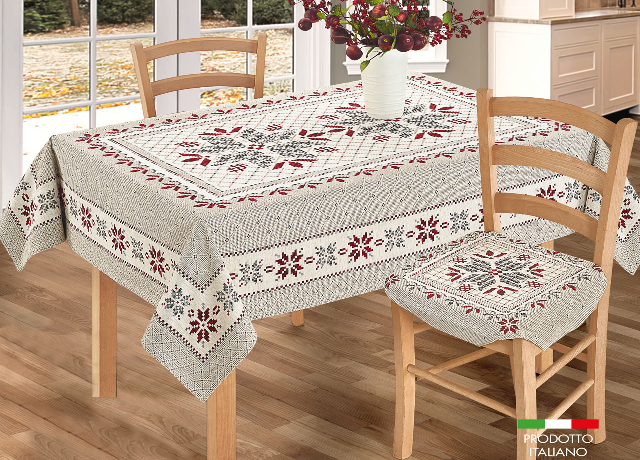 foto del prodotto tovaglia copritavolo centrino runner tavola tirolese montagna baita tricot 140x180 tricot