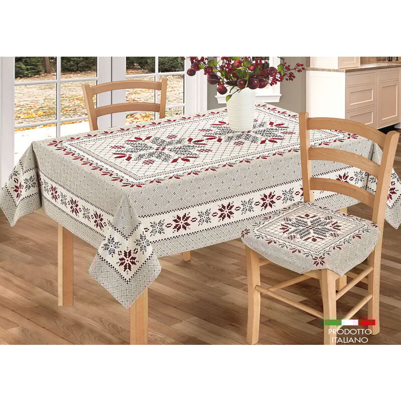 foto del prodotto tovaglia copritavolo centrino runner tavola tirolese montagna baita tricot, misura140x240coloretricot