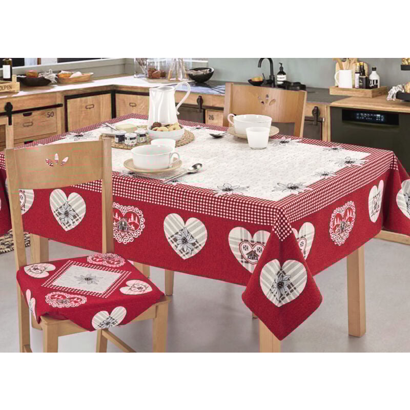 foto del prodotto tovaglia copritavolo tavola fantasia tirolese disegno ortles made italy, misura140x180coloreortles