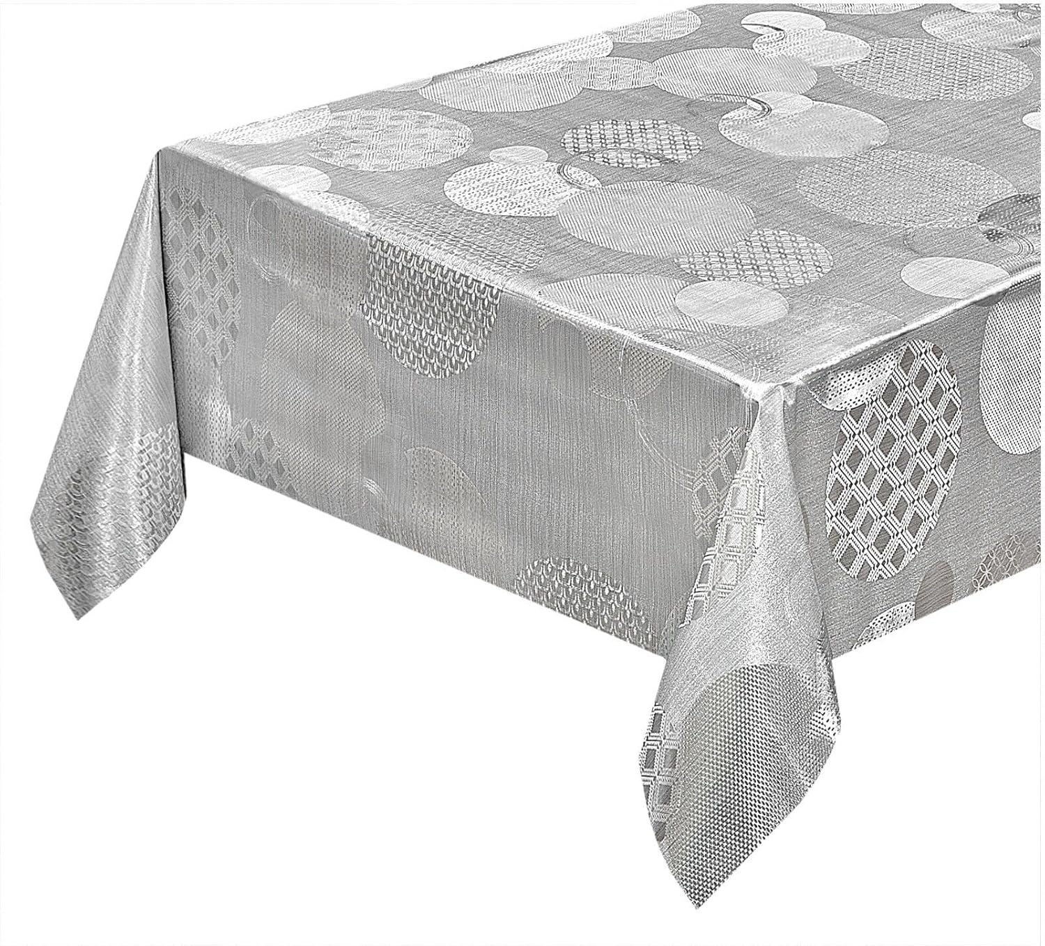 foto del prodotto tovaglia cucina antimacchia 140x280 cm metallizzata lucida grigia copritavolo pvc decorato dis c