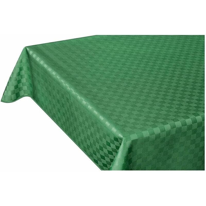 foto del prodotto tovaglia cucina antimacchia bordata cotone resinato morbido quadretti verde 140x140 cm