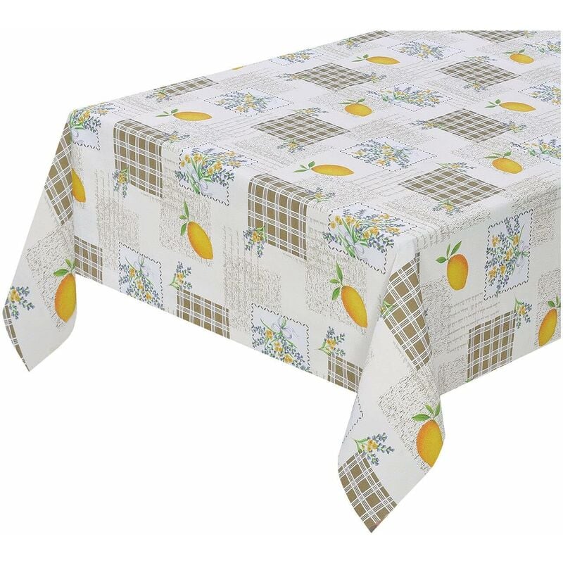 foto del prodotto tovaglia cucina antimacchia limone plastificata effetto tessuto retro felpato 100 made in italy 140x120 cm