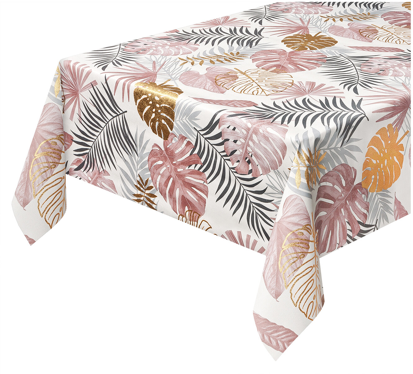 foto del prodotto tovaglia cucina antimacchia plastificata 140x300 cm palme metallizzate copritavolo tropicale dis c