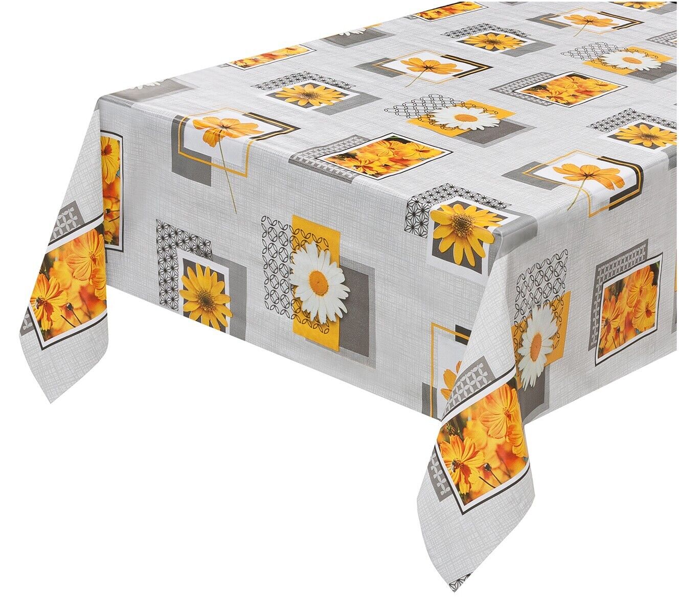 foto del prodotto tovaglia cucina antimacchia plastificata cerata copritavolo fiori margherite 140x400 cm