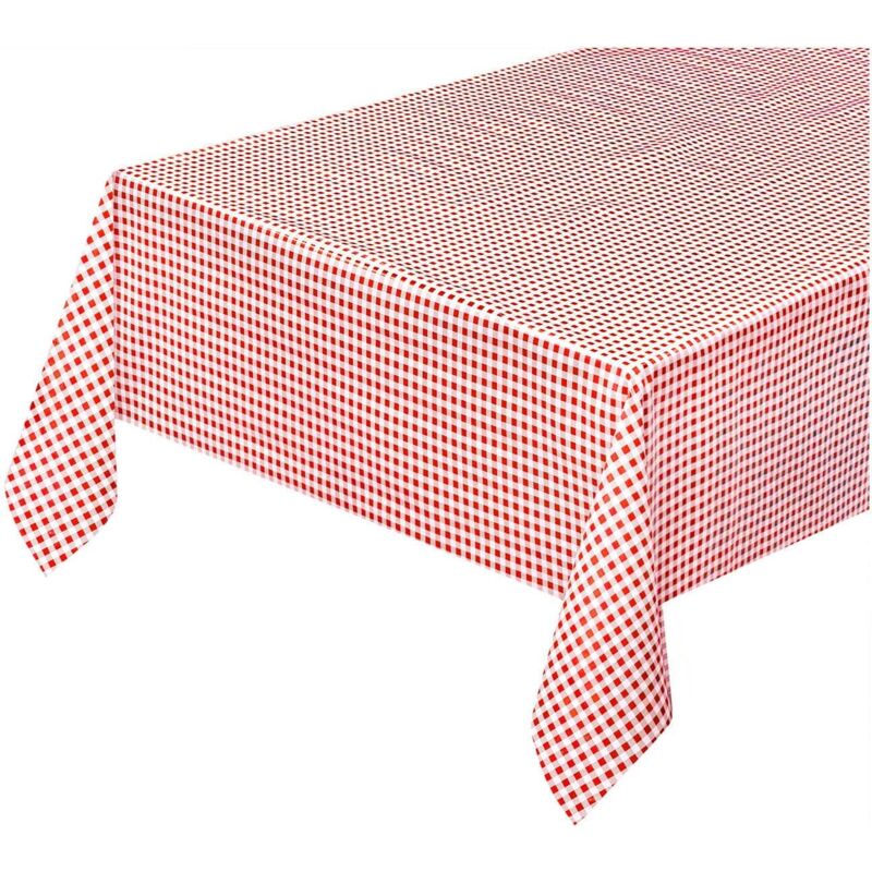 foto del prodotto tovaglia cucina antimacchia plastificata cerata felpata copri tavolo quadretti rossi 140x160 cm