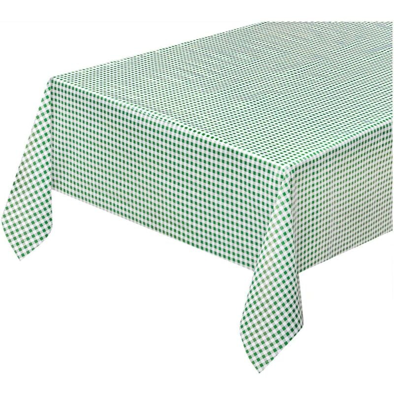 foto del prodotto tovaglia cucina antimacchia plastificata cerata felpata copri tavolo quadretti verdi 140x160 cm