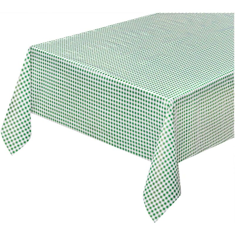foto del prodotto tovaglia cucina antimacchia plastificata cerata felpata copri tavolo quadretti verdi 140x400 cm