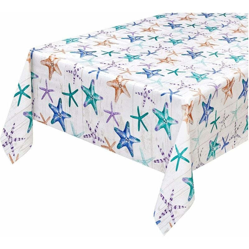 foto del prodotto tovaglia cucina antimacchia plastificata cerata felpata moderna copritavolo stella marina 120x180 cm