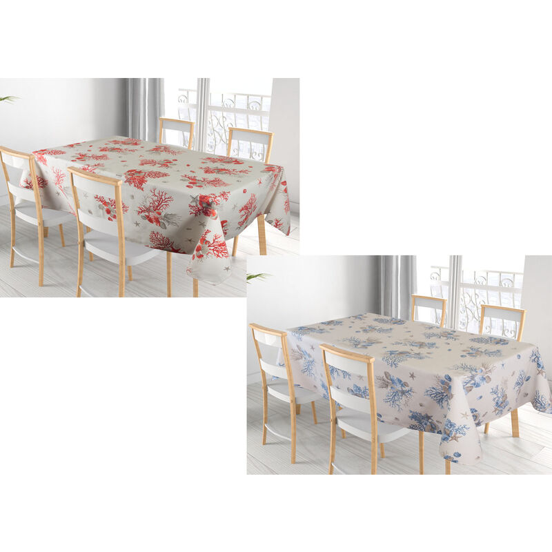 foto del prodotto tovaglia cucina copritavolo 100% cotone made italy disegno marino versilia rp, misura140x180coloreazzurro