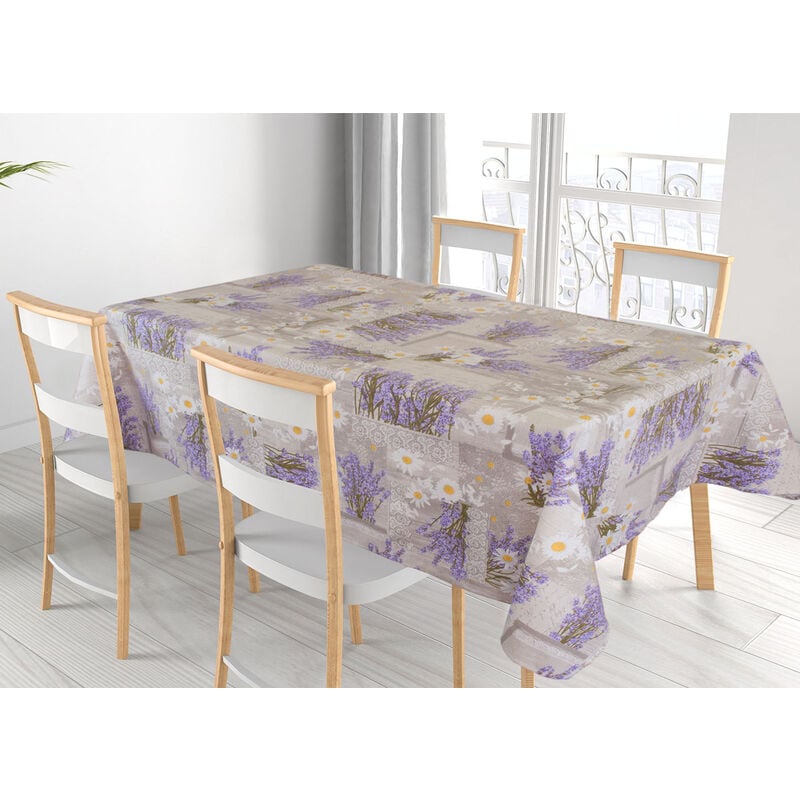 foto del prodotto tovaglia cucina copritavolo in 100% cotone made italy disegno m'ama rp, misura90x90coloremama