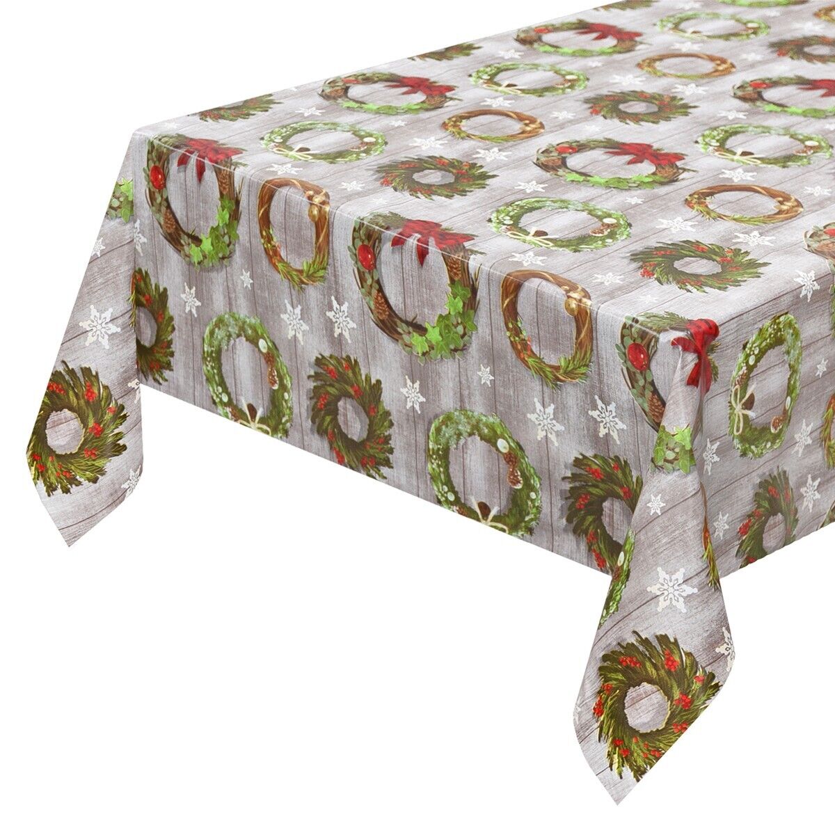 foto del prodotto tovaglia cucina natalizia corona natale copritavolo antimacchia plastificata cerata 140x400 cm