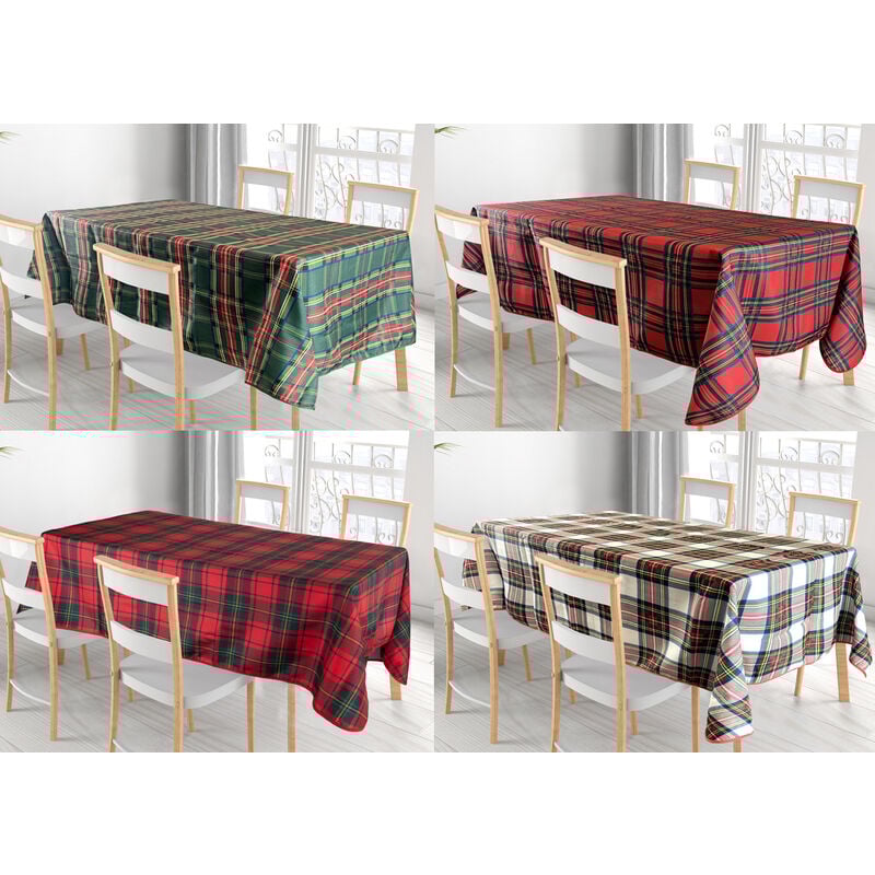 foto del prodotto tovaglia cucina soggiorno antimacchia idrorepellente fantasie tartan splash, misura140x180cmcolorebordeaux