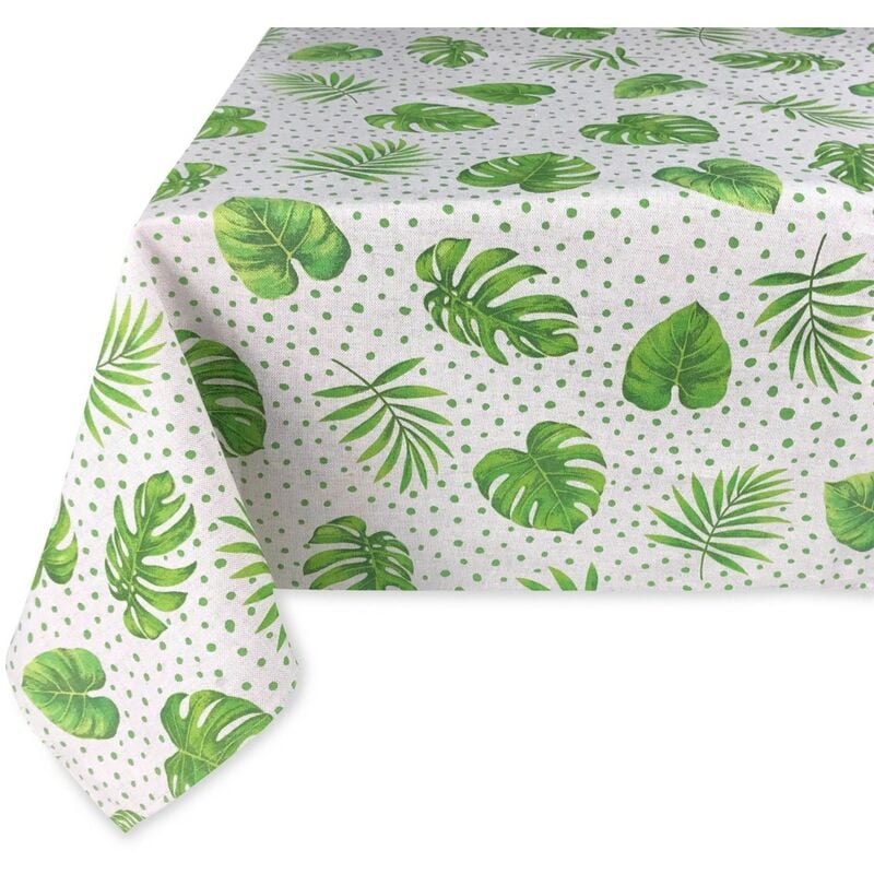 foto del prodotto tovaglia dory foglia verde foglie verdi in cotone cm. 140x180 x6 persone