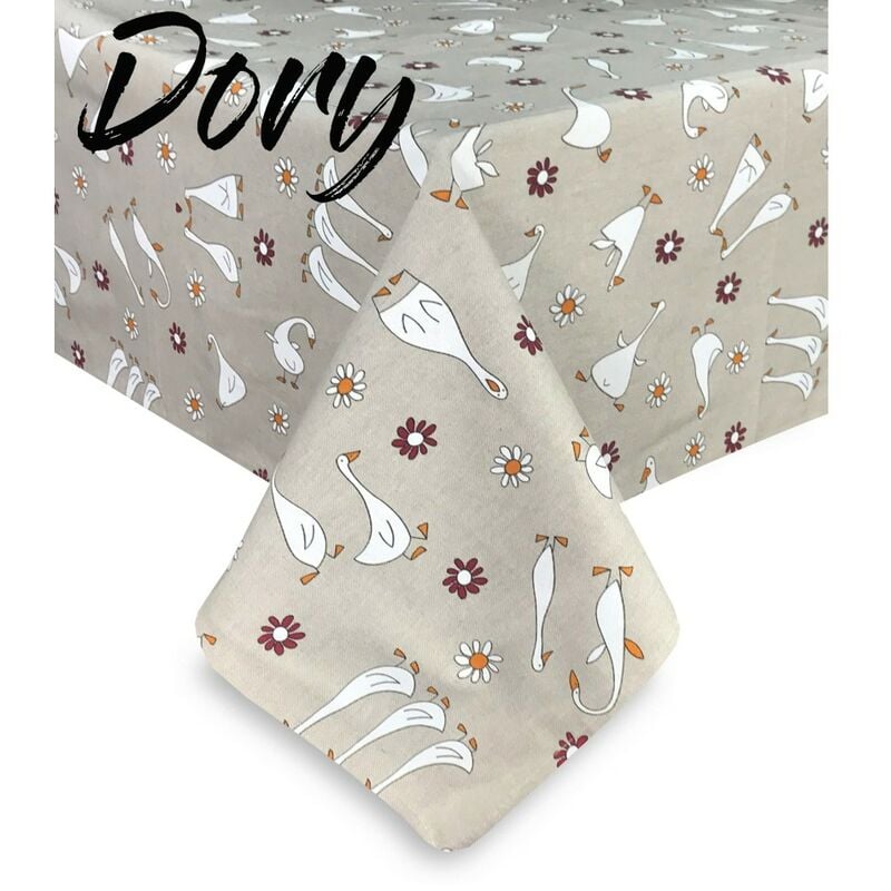 foto del prodotto tovaglia dory oca oche ochette in cotone cm. 140x240 x12 persone