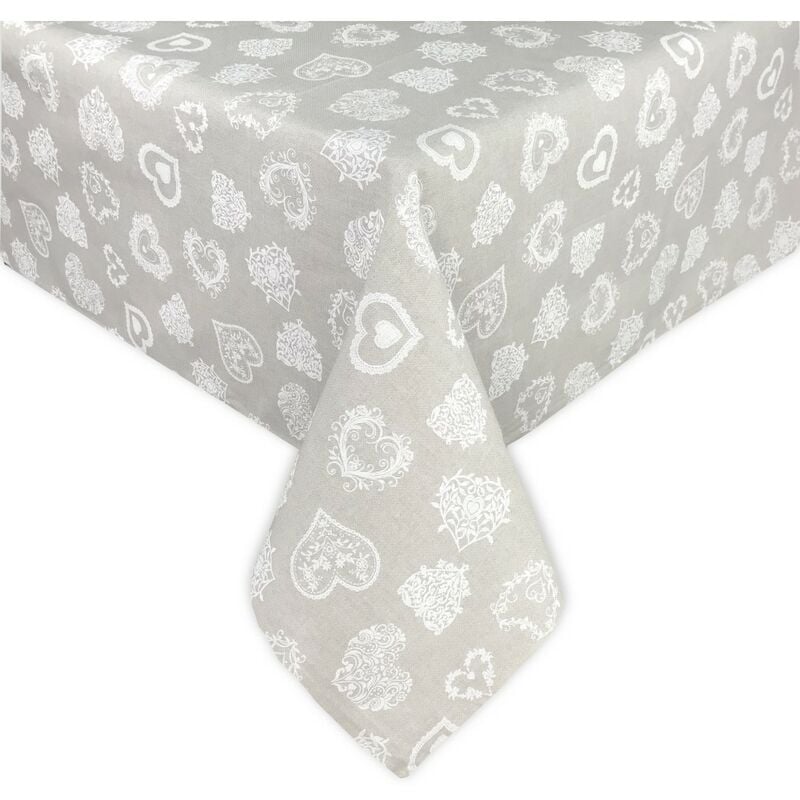 foto del prodotto tovaglia dory tirolese cuore bianco in cotone cm. 140x240 x12 persone