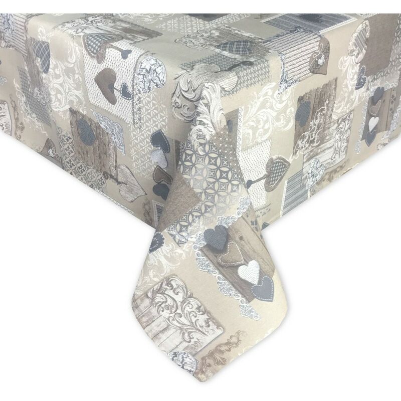 foto del prodotto tovaglia dory tirolese cuore margot beige in cotone cm. 140x140 x4 persone