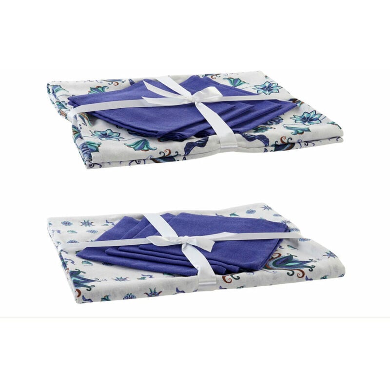 foto del prodotto tovaglia e tovaglioli dkd home decor azzurro bianco 150 x 150 x 0,5 cm 2 unit 