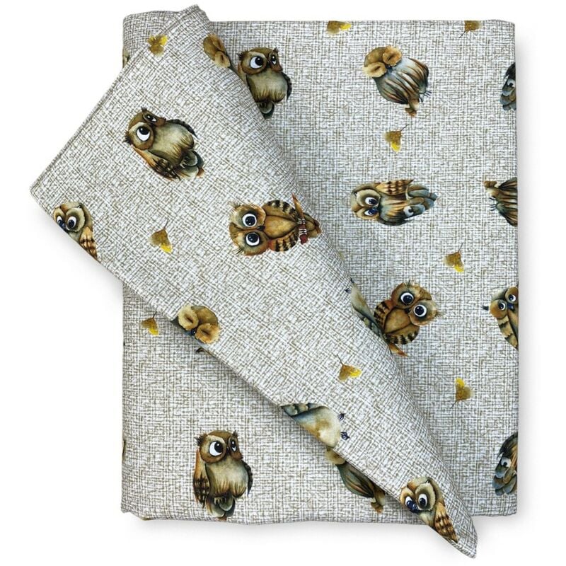 foto del prodotto tovaglia in cotone gufi gufetti beige cm. 140x180 x6 persone