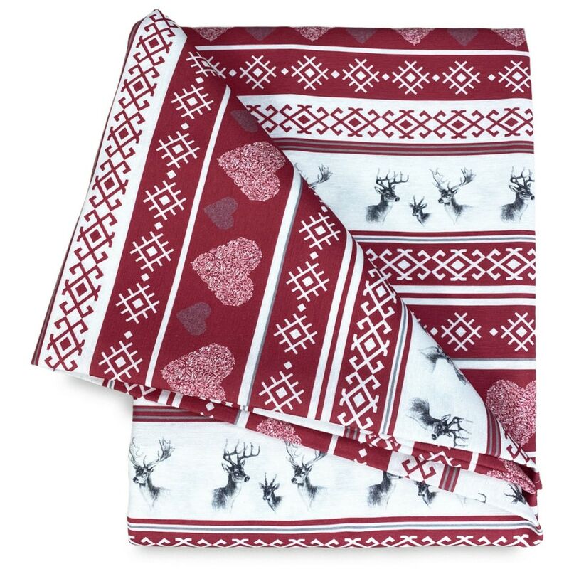 foto del prodotto tovaglia in cotone in stile montanaro cervino rosso cm. 140x360 x24 persone