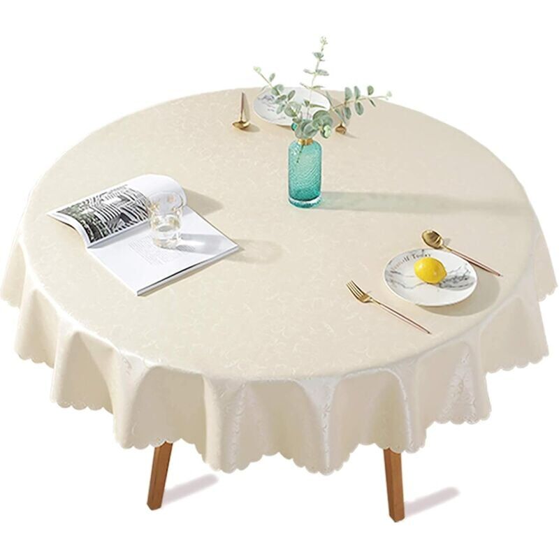 foto del prodotto tovaglia in plastica rivestita in pu, rotonda, antimacchia, impermeabile, in tela cerata, elegante stampa floreale per picnic, esterno, giardino