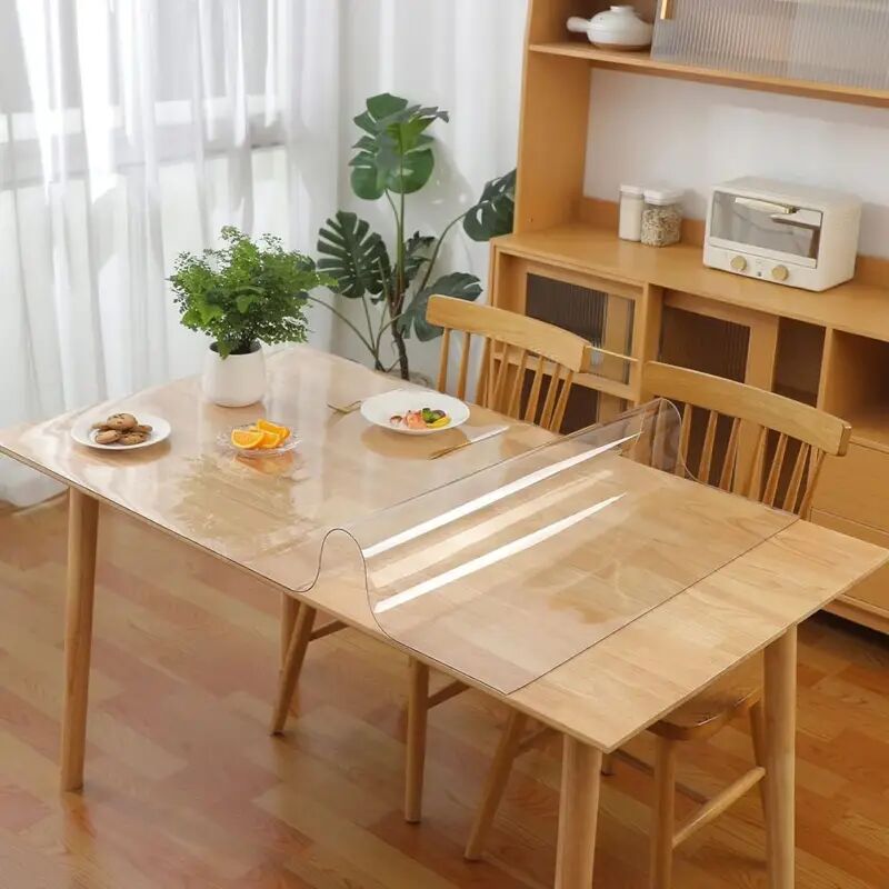 foto del prodotto tovaglia in pvc trasparente facile da pulire impermeabile per casa e cucina, protezione per tavolo trasparente lavabile, tovaglia protettiva