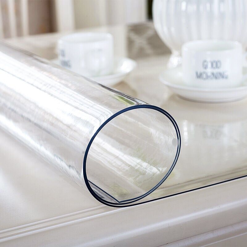 foto del prodotto tovaglia in pvc trasparente, pellicola da tavolo, 60x100 cm, spessore 2 mm, impermeabile, resistente all olio, antiscivolo