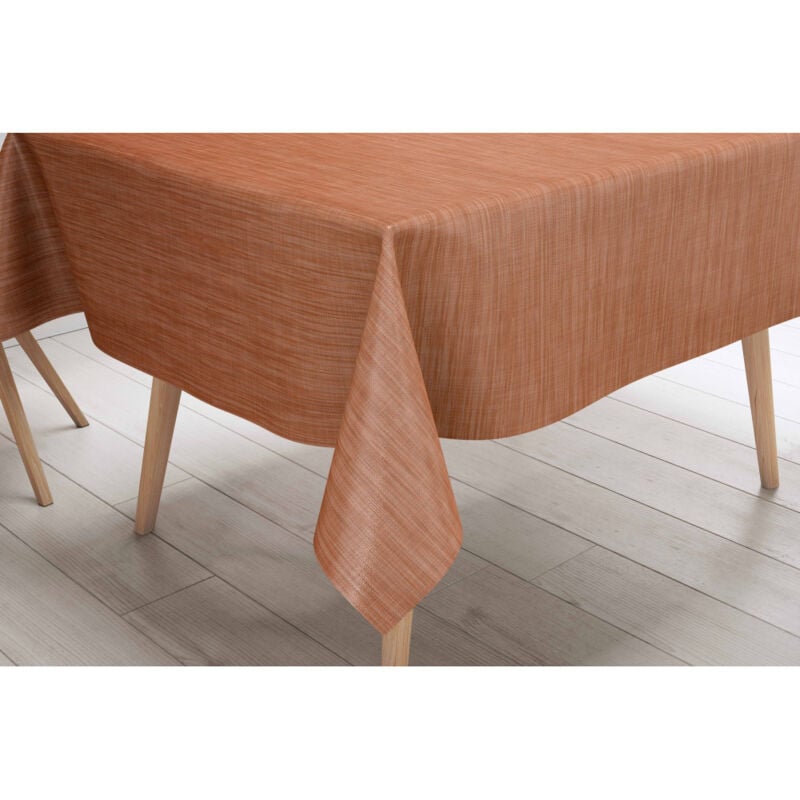 foto del prodotto tovaglia lima arancio tela cerata plastificata pvc lavabile antiscivolo effetto lino made in italy cm. 140x100 x4 persone