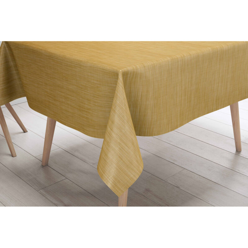foto del prodotto tovaglia lima gialla tela cerata plastificata pvc lavabile antiscivolo effetto lino made in italy cm. 140x220 x8 persone