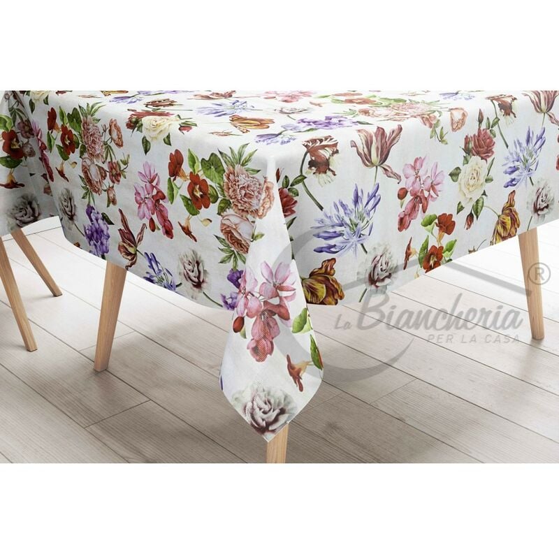 foto del prodotto tovaglia lima in tela cerata plastificata lavabile idrorepellente in pvc fiori made in italy cm.140x400