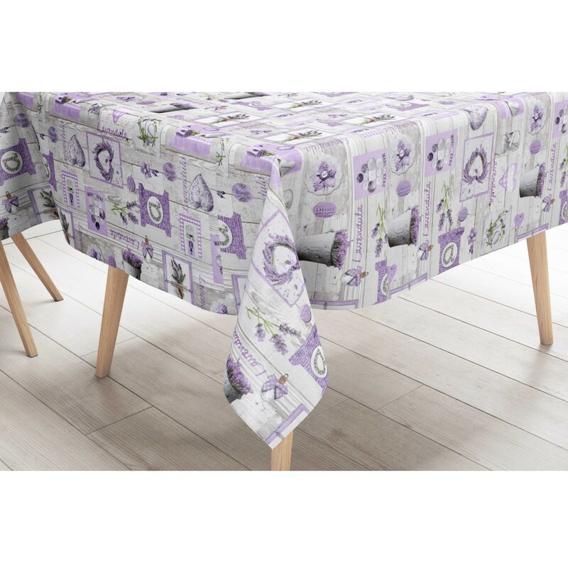 foto del prodotto tovaglia lima in tela cerata plastificata lavabile idrorepellente in pvc lavanda made in italy cm. 140x220 x8 persone