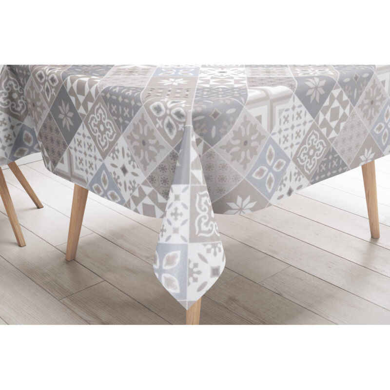 foto del prodotto tovaglia lima in tela cerata plastificata lavabile idrorepellente in pvc maioliche sabbia made in italy cm. 140x100 x4 persone