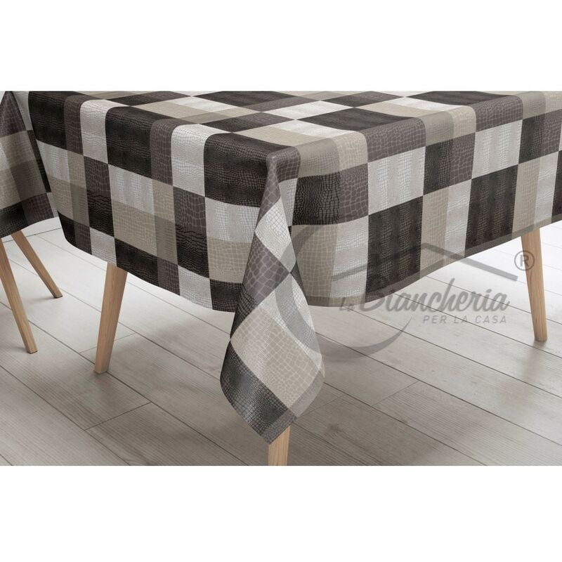 foto del prodotto tovaglia lima in tela cerata plastificata lavabile idrorepellente in pvc modern marrone made in italy cm. 140x100 x4 persone