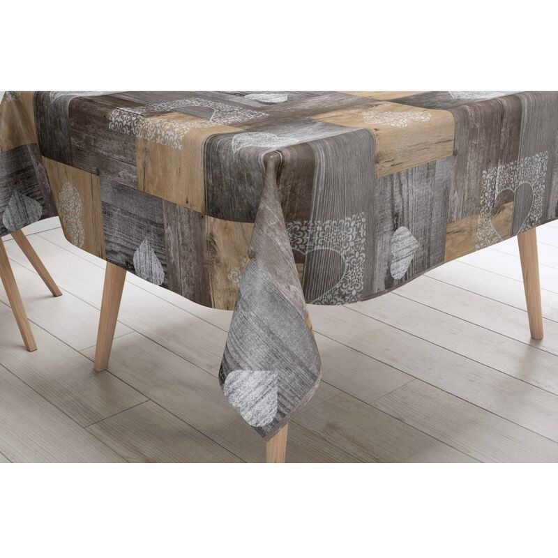 foto del prodotto tovaglia lima in tela cerata plastificata lavabile idrorepellente in pvc tirolese marrone made in italy cm. 140x180 x6 persone