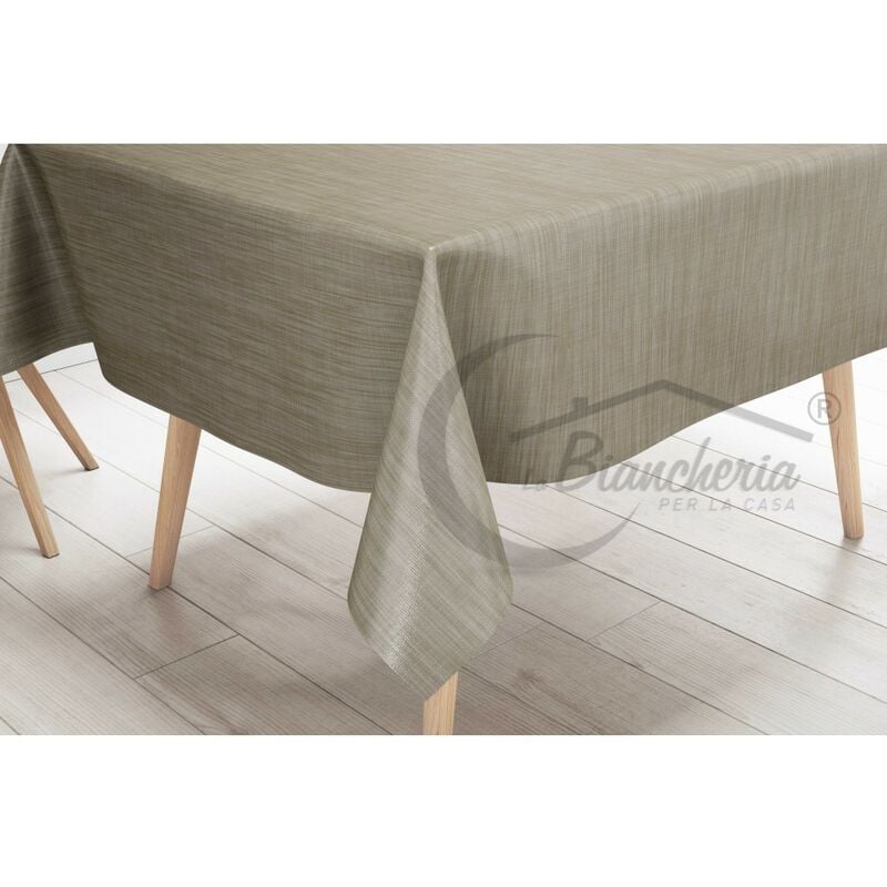 foto del prodotto tovaglia lima in tela cerata plastificata lavabile idrorepellente in pvc unito beige made in italy cm. 140x140 x4 persone