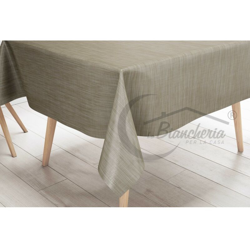 foto del prodotto tovaglia lima in tela cerata plastificata lavabile idrorepellente in pvc unito beige made in italy cm.140x300 x18 persone