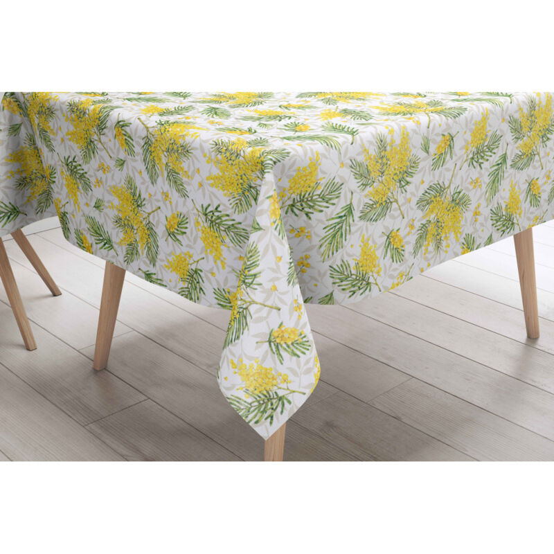 foto del prodotto tovaglia lima mimosa tela cerata plastificata pvc lavabile antiscivolo effetto lino made in italy cm. 140x180 x6 persone