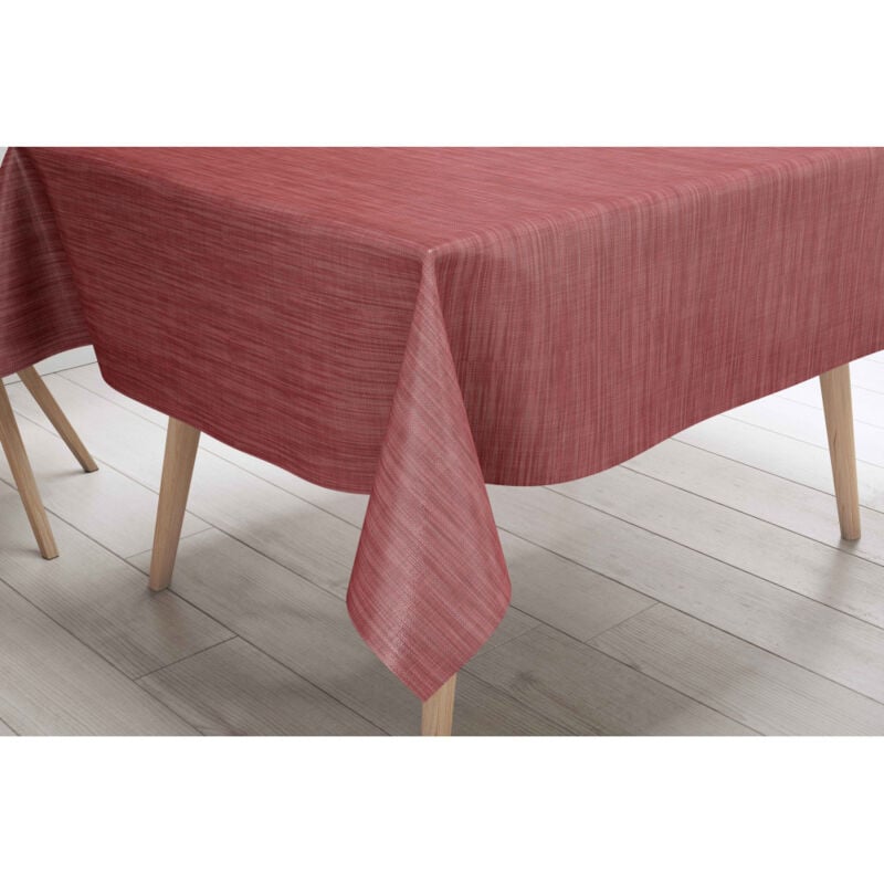 foto del prodotto tovaglia lima rossa tela cerata plastificata pvc lavabile antiscivolo effetto lino made in italy cm. 140x180 x6 persone