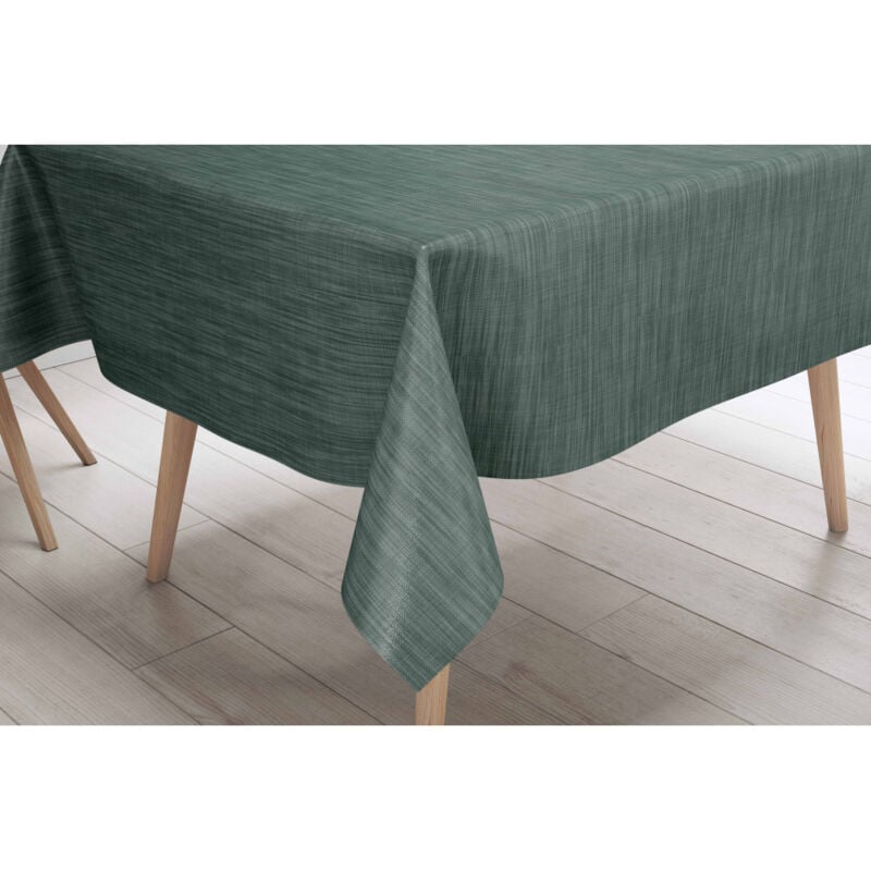 foto del prodotto tovaglia lima verde scuro tela cerata plastificata pvc lavabile antiscivolo effetto lino made in italy cm. 140x140 x4 persone