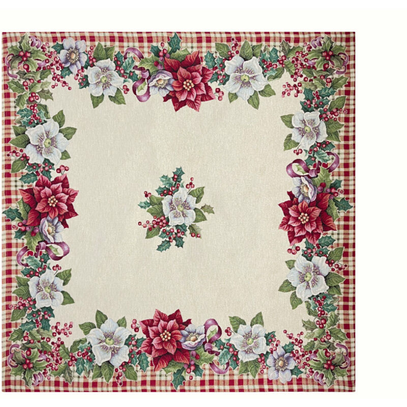 foto del prodotto tovaglia natale centrino runner centrotavola natalizio gobelin stella tartan, misura100x100colorestella tartan