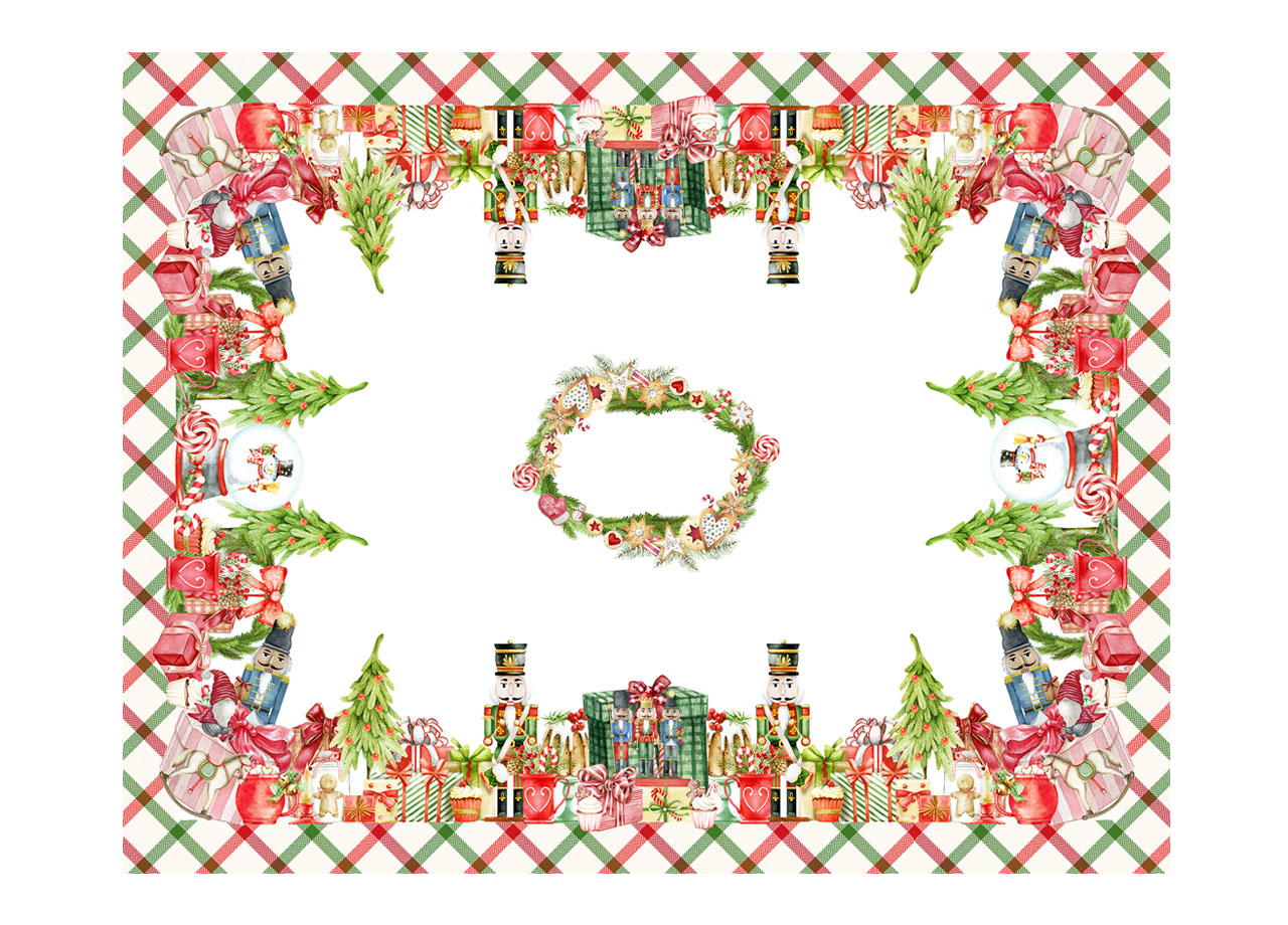 foto del prodotto tovaglia natale digitale centrotavola natalizio 100 cotone doni schiaccianoci sv 140x190 doni